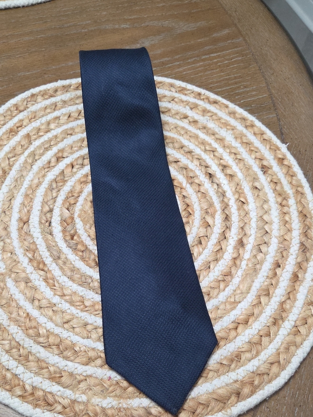 Brooks Basics Vintage Pure Silk Navy Blue Micro- Basketweave Mens Tie 3.5x60